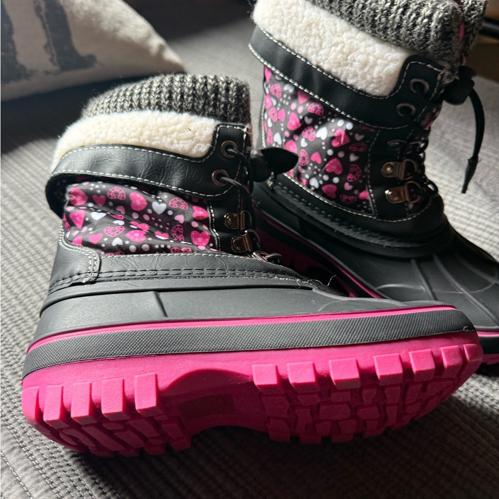 Kids Pink and Black Winter Boots